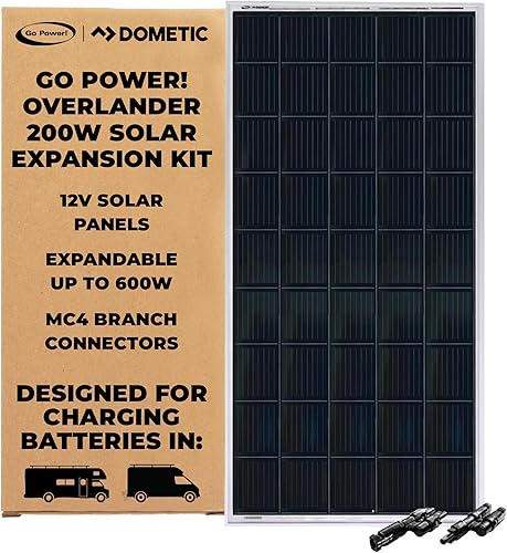 Go Power Overlander-E 200W Solar Expansion Kit - 12V Panels, MC4 Connectors for Easy Integration, Ideal for Expanding Factory Installed 200W Go Power! RV Solar Panels and Overlander Kits
