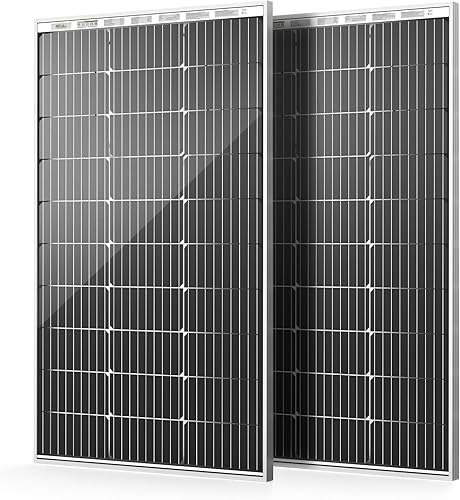 HQST-100W 12V Monocrystalline Solar Panel, High Efficiency Module PV Power for Battery Charging Boat, Caravan, RV and Any Other Off Grid Applications(2-Pack Solar Panels)