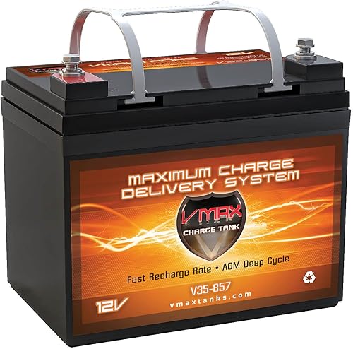 VMAXTANKS V35-857 12 Volt 35AH AGM Marine Deep Cycle Battery for 30 Pound Electric Trolling Motors (GROUP U1)